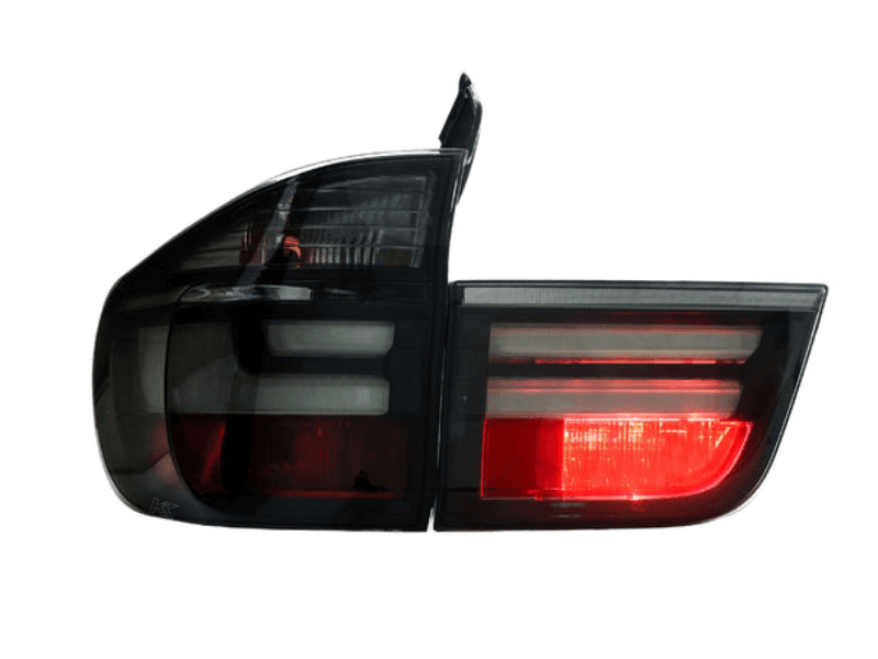 BMW X5 E70 LCI style LED tail light by K2 Industries, showing the sleek red and clear lens design for 2007-2012 models.