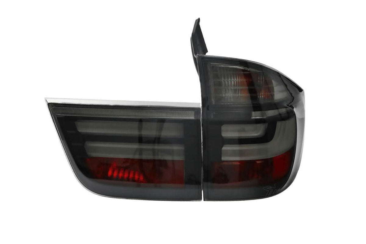 BMW X5 E70 LCI style LED tail light by K2 Industries showing sleek red and clear lens design for 2007-2012 models