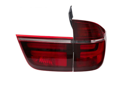 BMW X5 E70 LCI style LED tail light by K2 Industries, showing sleek design and red and clear lens elements for 2007-2012 models.