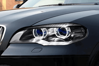 BMW X5 E70 headlight with OE style angel eyes and projector, designed for 2007-2013 models by K2 Industries.