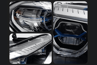 BMW X5 E70 2007-2013 OE Style Angel Eyes projector headlights by K2 Industries, featuring sleek design and bright illumination.