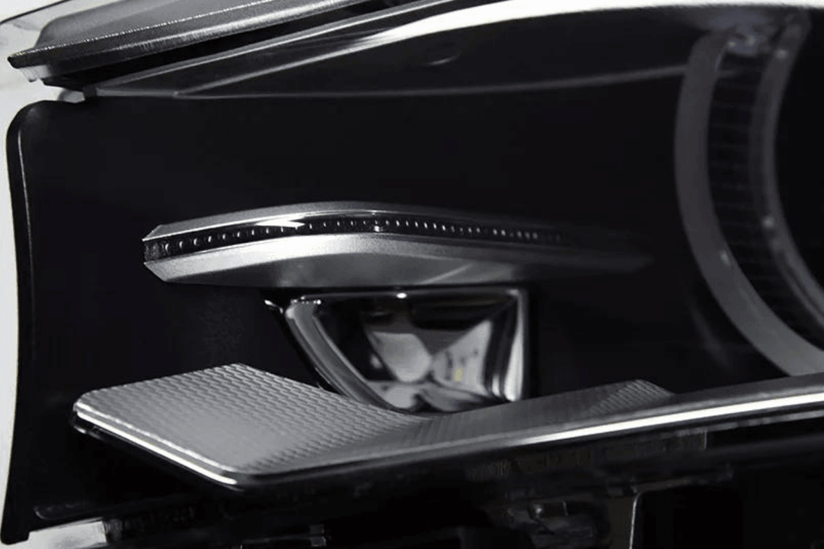 BMW X5 F15 F16 headlights with blue laser-style accents from K2 Industries, upgrade for models 2012-2019, front view.