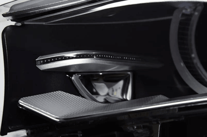 BMW X5 F15 F16 headlights with blue laser-style accents from K2 Industries, upgrade for models 2012-2019, front view.