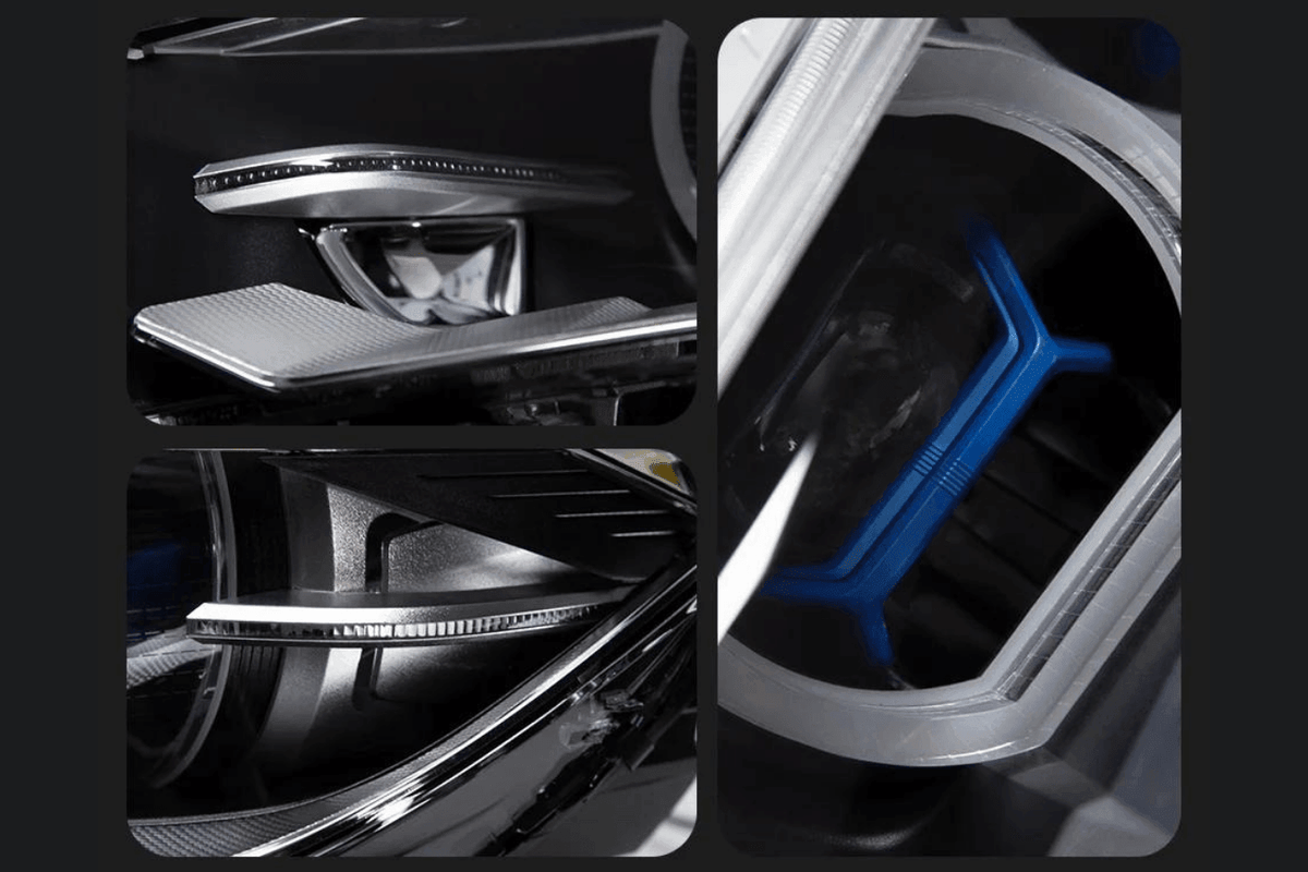 BMW X5 F15 F16 laser-style blue accent headlights upgrade by K2 Industries, showcasing sleek blue-lit headlight design for 2012-2019 models.