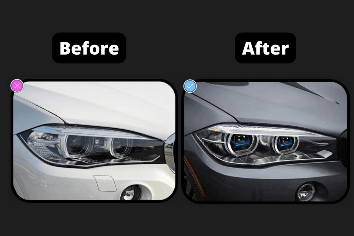 BMW X5 F15 F16 headlights with laser-style blue accents, upgrade by K2 Industries for 2012-2019 models.