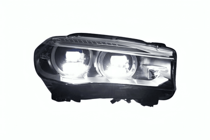 BMW X5 F15 F16 laser-style blue accent headlights upgrade by K2 Industries, showcasing sleek headlight design for 2012-2019 models.