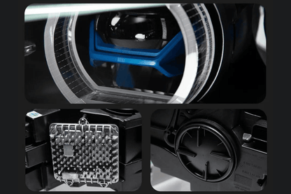 BMW X5 F15 F16 headlights with laser-style blue accents, upgrade by K2 Industries for 2012-2019 model years.