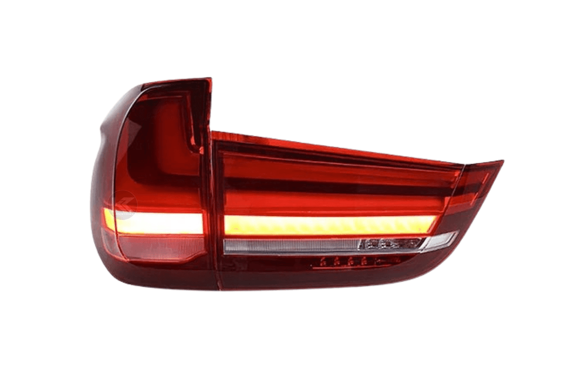 BMW X5 F15 OE Plus tail lights upgrade by K2 Industries, showing sleek LED tail light designs for 2014 to 2018 models.