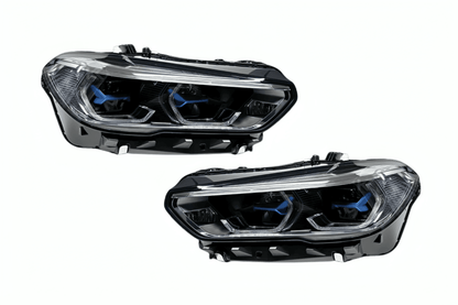 BMW X5 G05 projector headlights upgrade by K2 Industries with modern blue accents, designed for 2019-2024 models.