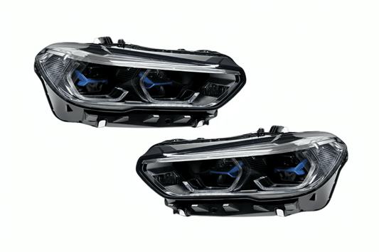 BMW X5 G05 projector headlights upgrade by K2 Industries with modern blue accents, designed for 2019-2024 models.
