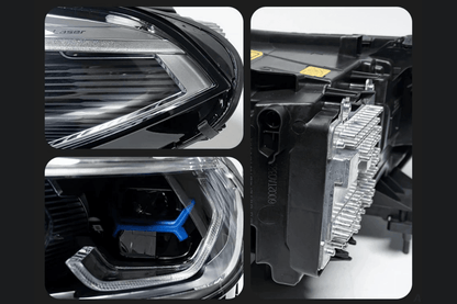 BMW X5 G05 projector headlights upgrade by K2 Industries with modern blue accents, designed for 2019-2024 models.