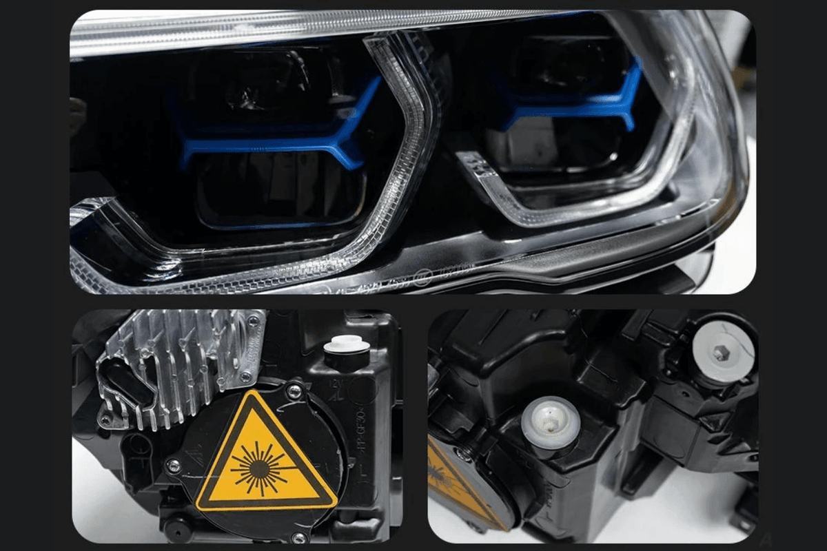 BMW X5 G05 projector headlights with modern blue accents, upgrade by K2 Industries, for models 2019 to 2024.