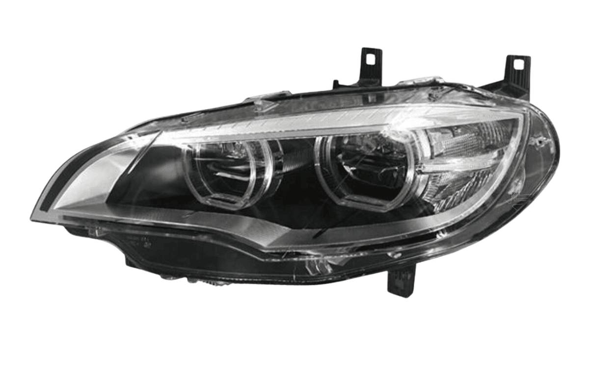 BMW X6 E71 headlight upgrade by K2 Industries, OE style headlights for 2008-2014 models, showing the new headlight design