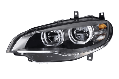 BMW X6 E71 headlight upgrade by K2 Industries, OE style headlights for 2008-2014 model with clear lens and modern design.