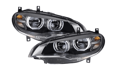 BMW X6 E71 headlight upgrade by K2 Industries, OE style headlights for 2008-2014 model with modern design features.