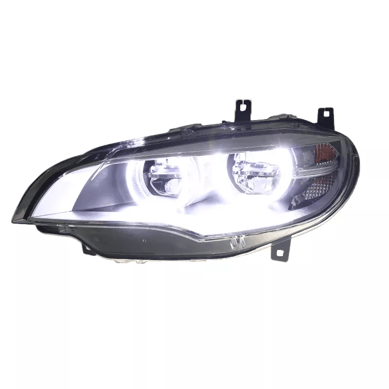 BMW X6 E71 headlight upgrade by K2 Industries, OE style headlights for 2008-2014 model with detailed lens and modern design.