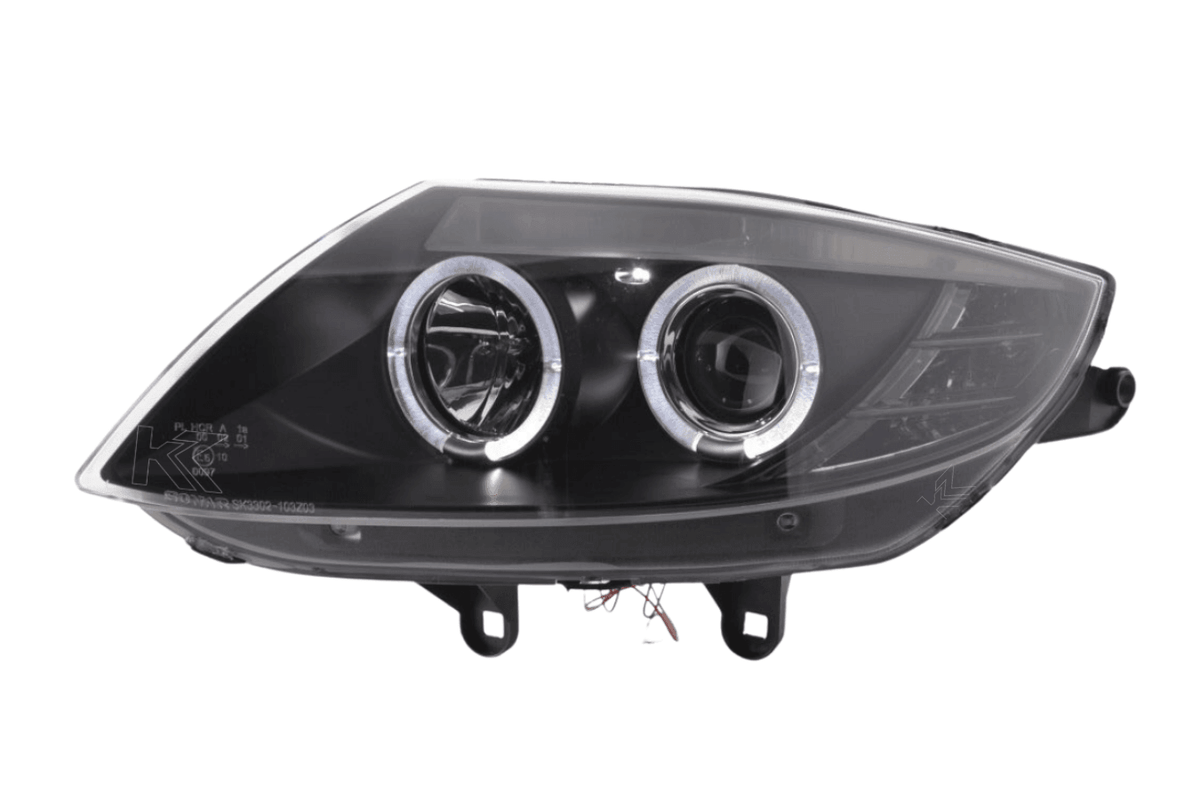 BMW Z4 E85 E86 black headlight set by K2 Industries, showing sleek headlights for 2003-2008 models.