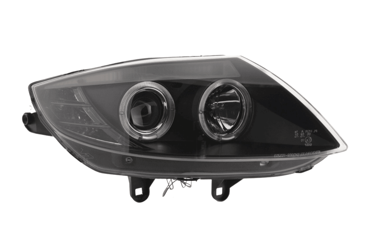 BMW Z4 E85 E86 black headlight set by K2 Industries, featuring sleek headlights for 2003-2008 models.