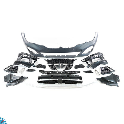 BMW 3 Series G20 M Sport front bumper conversion kit by E3Tuning, featuring polypropylene construction and sporty design.