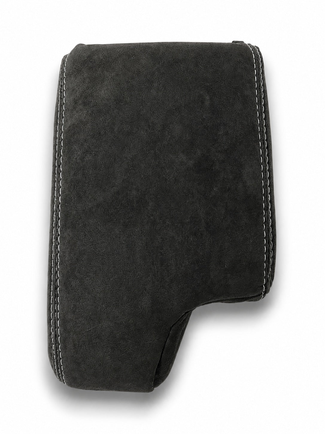 Charcoal black Alcantara BMW E36 E46 center console armrest cover by JTS Custom Upholstery, fits 1994-2006 models.