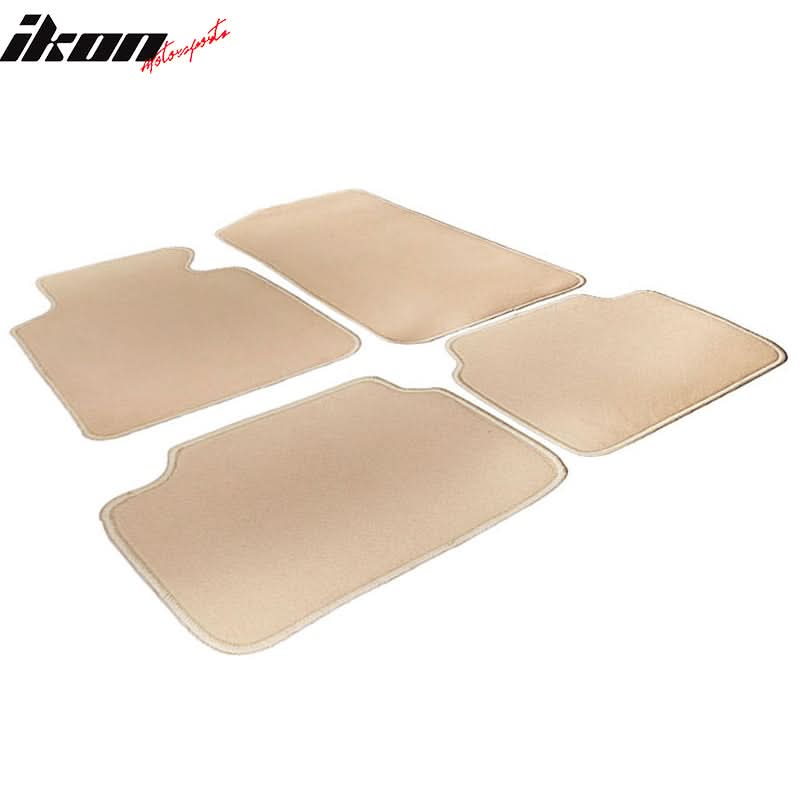 Black nylon car floor mats for BMW E46 3 Series and M3, 4-piece set by K2 Industries, showing textured carpet and tailored fit.