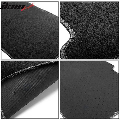 Black nylon carpet car floor mats for BMW E39 5 Series 1997-2003, 5-piece set by K2 Industries, showing textured surface and border detail.