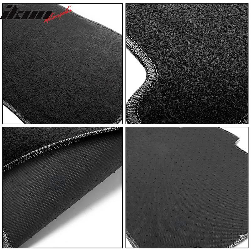 Black carpet car floor mats for 2007-2013 BMW E92 3 Series, set of 4, made of durable nylon by K2 Industries.