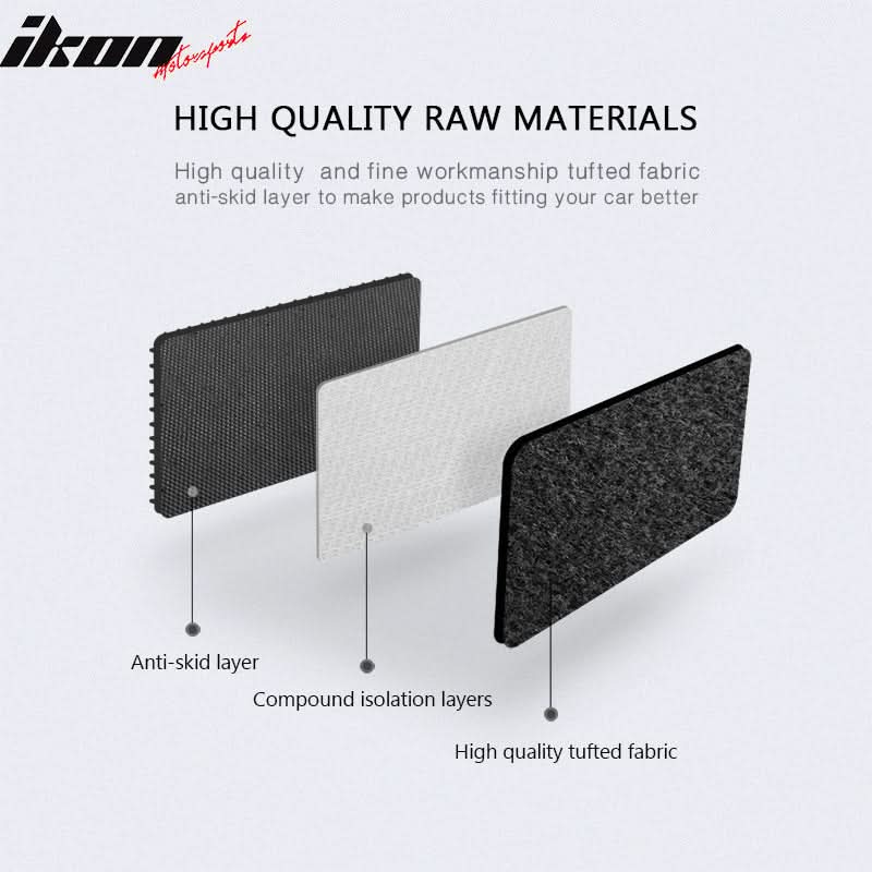 Black nylon carpet car floor mats for BMW E92 3 Series (2007-2013), four-piece set by K2 Industries.
