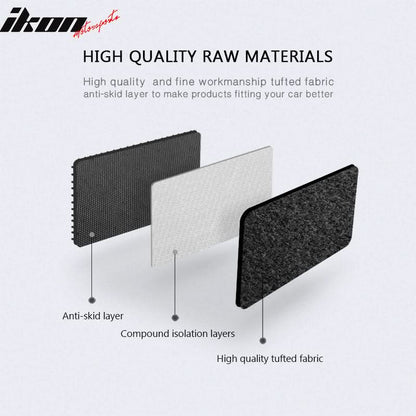 Black nylon carpet car floor mats for BMW E92 3 Series (2007-2013), four-piece set by K2 Industries.