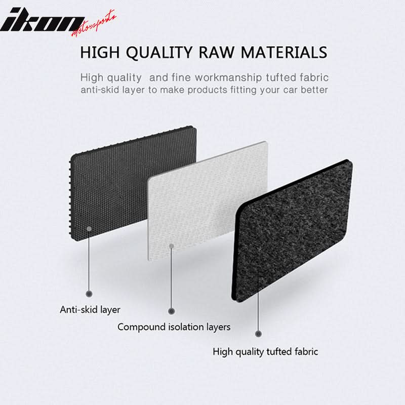 Black carpet car floor mats for BMW E39 5 Series, 1997-2003, five-piece set by K2 Industries, designed for durable nylon comfort.