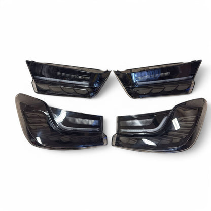 BMW GTS OLED sequential tail light by Palenon Performance for M3 G80, G20, M340i, 318i, 320i, 330i models, showing illuminated LEDs.