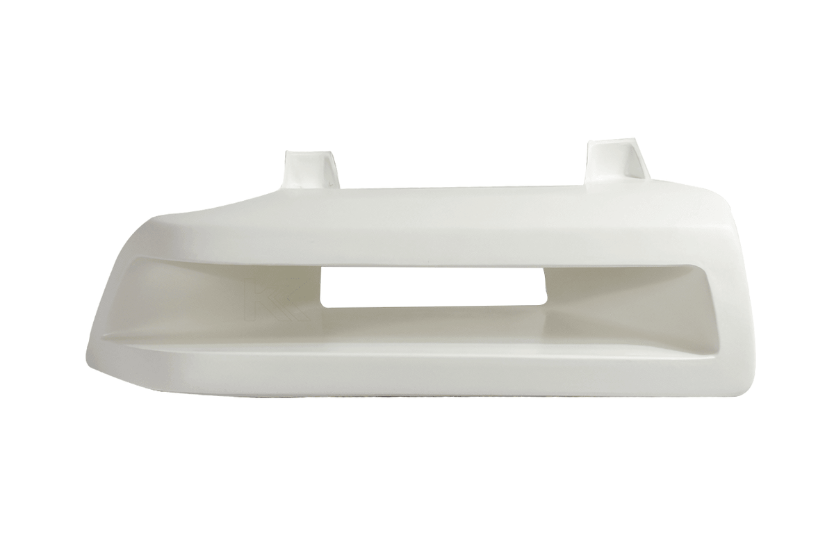 BMW 3 Series E36 headlight duct by K2 Industries, showcasing the black plastic design and mounting details for model years 1990-1999.