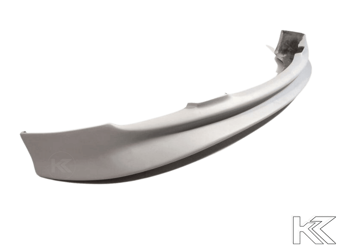 BMW E46 Sedan/Touring front lip in JDM style V1 by K2 Industries, showcasing the sleek, aerodynamic design of the front lip.