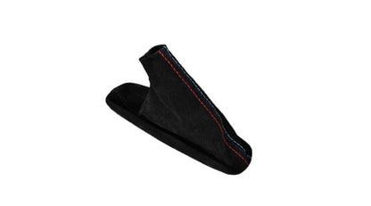 BMW E36 3 Series 1991-2005 genuine suede shift and parking brake boot cover, custom upholstery for manual transmission.