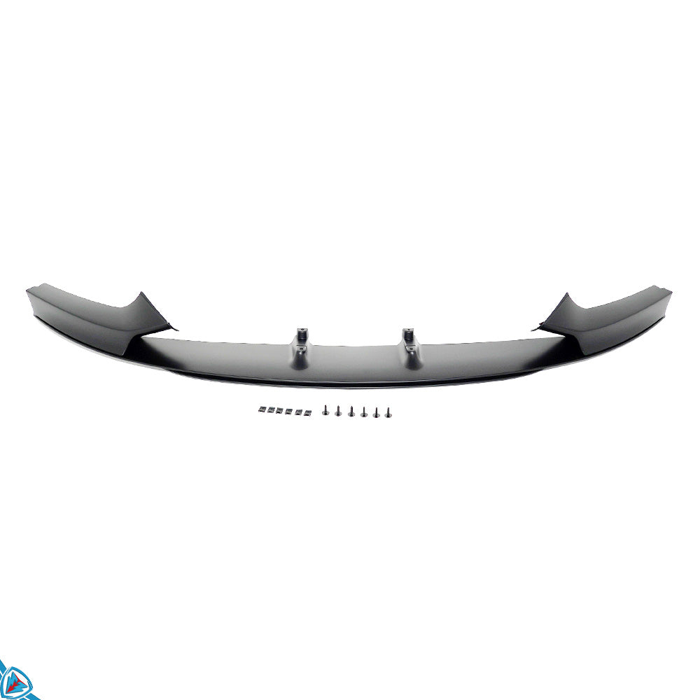 Black ABS front lip for BMW 2 Series F22/F23 M-Sport style, designed to enhance sporty appearance and aerodynamics.