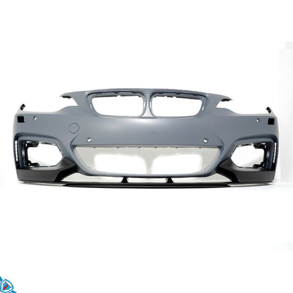 BMW 2 Series F22/F23 M-Sport style ABS front lip installed on front bumper, showcasing sleek aerodynamic design.