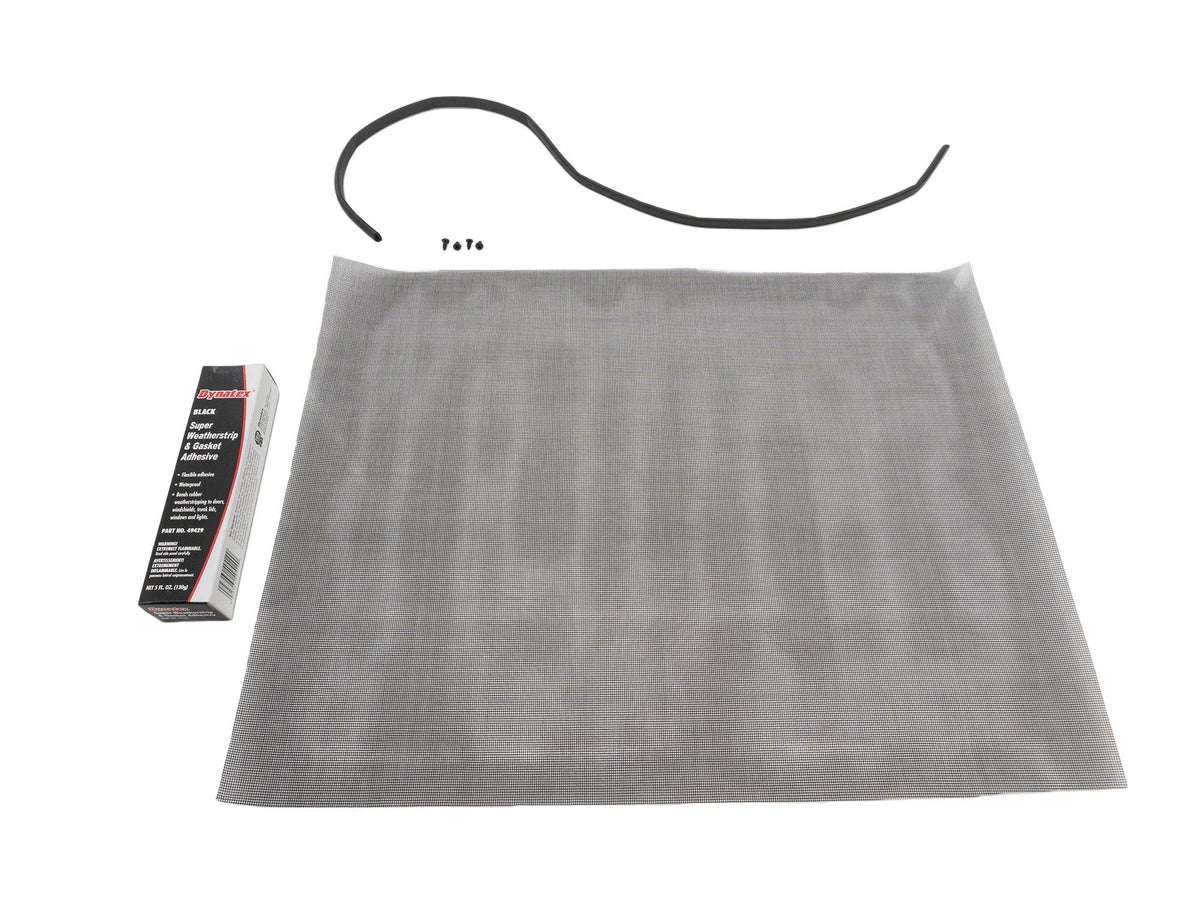 GoWesty sliding window screen fix kit with tools and components for repairing or replacing window screens in vehicles.