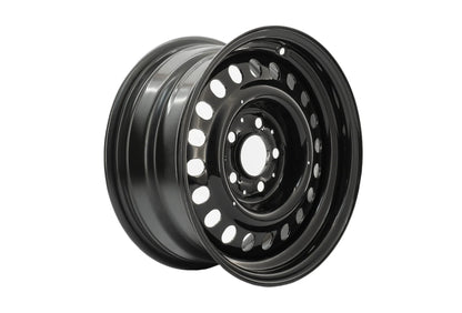GoWesty 15-inch steel wheel for Bus and Vanagon, suitable for 2WD and 4WD models, shown from a front angle.