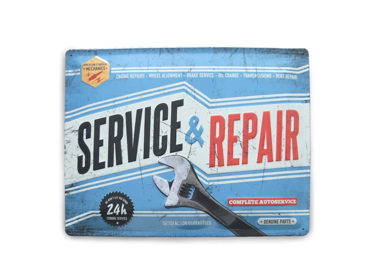 GoWesty Service & Repair metal sign with bold lettering and vintage automotive workshop design