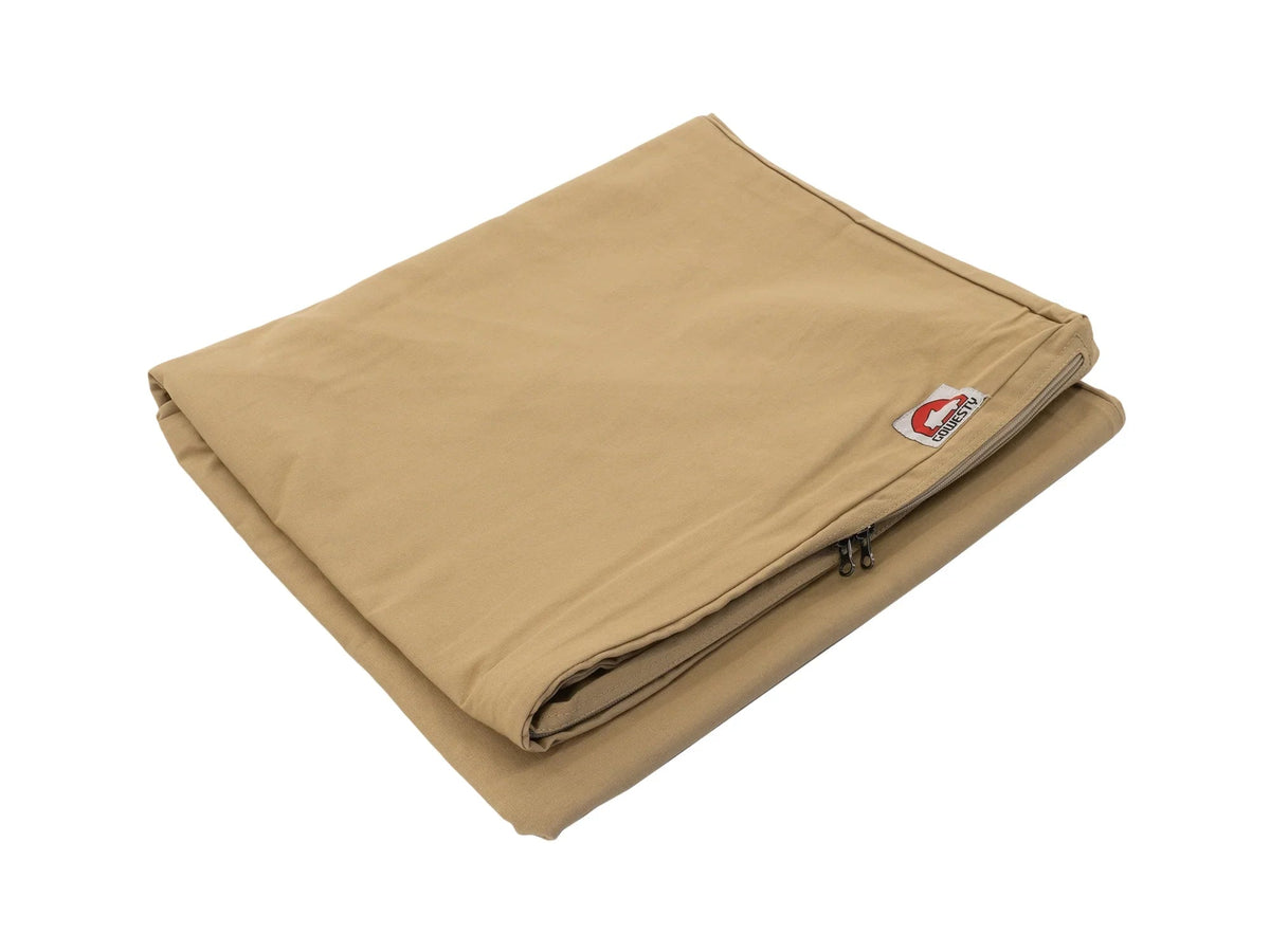 GoWesty slipcover for medium mattress topper, shown in a neutral fabric finish
