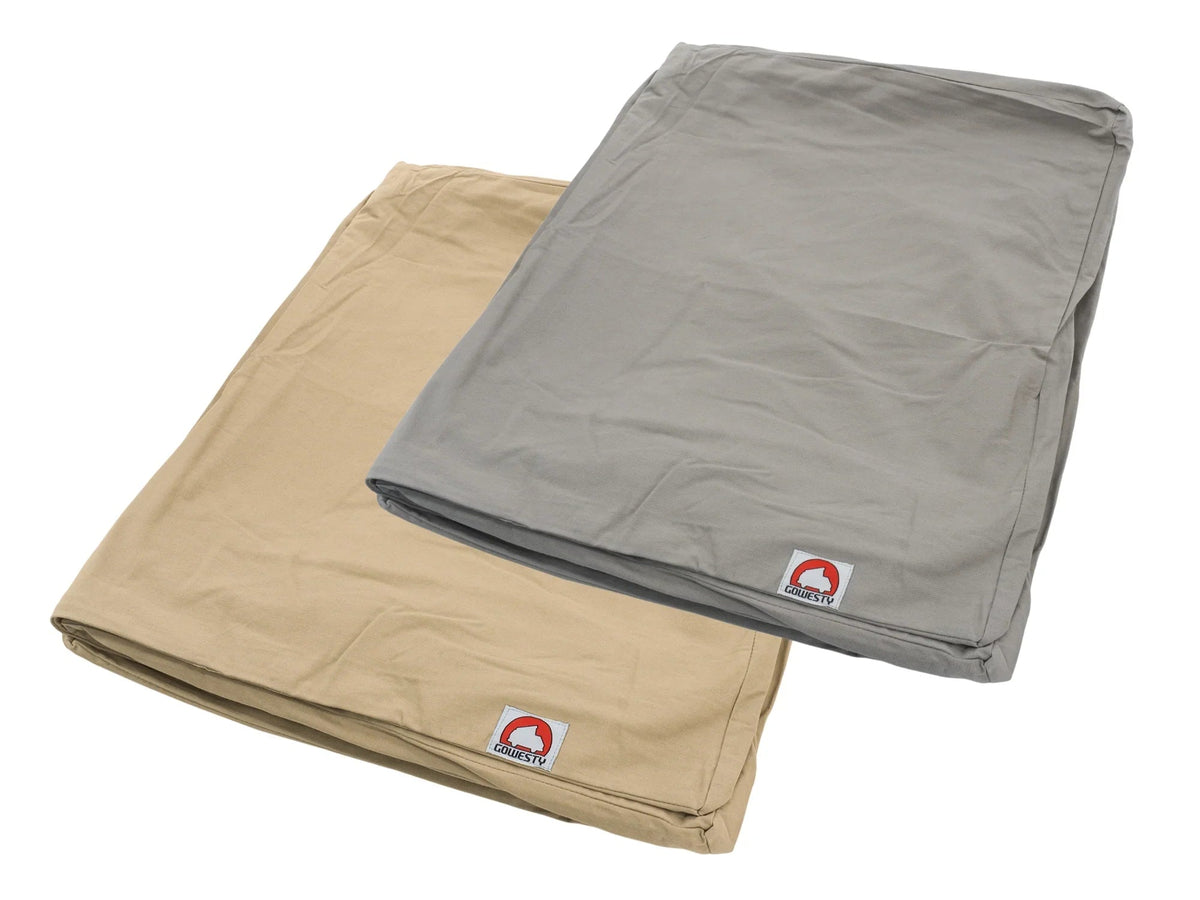 GoWesty slip-cover for large mattress topper, showing soft fabric and secure fit over a mattress topper.