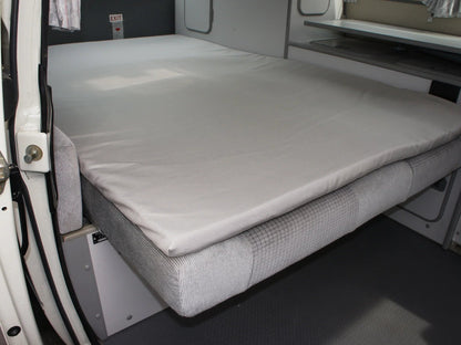 GoWesty slipcover for medium mattress topper, soft fitted cover shown on a rectangular topper