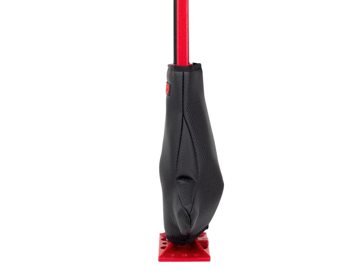 GoWesty Hi-Lift Jack Cover in black fabric, designed to protect a vehicle-mounted recovery jack