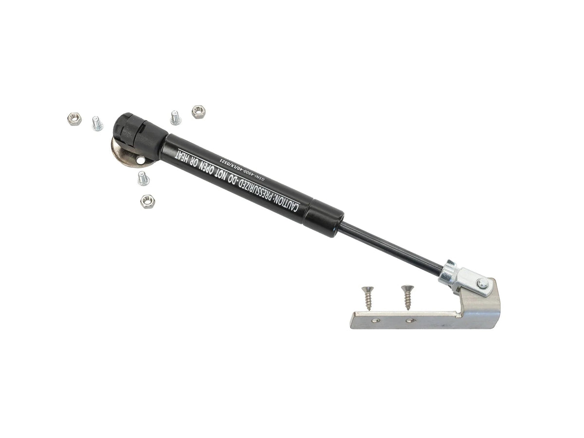 GoWesty Stove Lid Gas Strut Conversion Kit for Vanagon, supporting an open stove lid