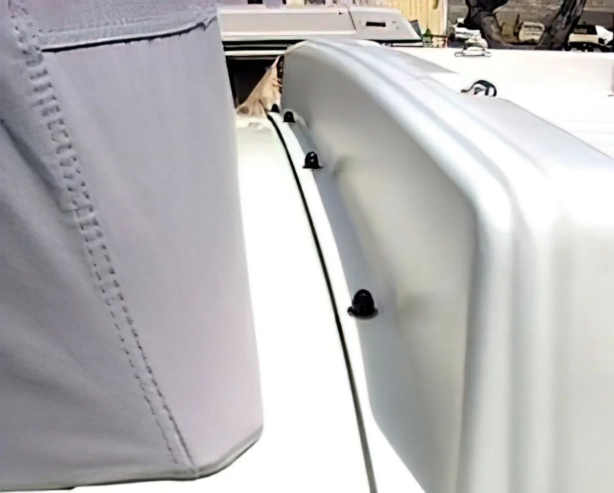 Six GoWesty luggage rack and lifting gear nut covers for Vanagon roof racks, shown in a close-up view.