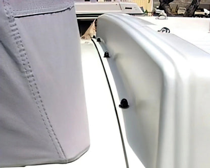 Six GoWesty luggage rack and lifting gear nut covers for Vanagon roof racks, shown in a close-up view.