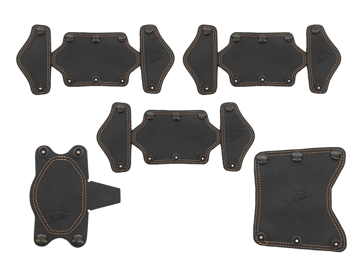 GoWesty interior leather trim kit showing black leather panels and stitching for vehicle interior customization.