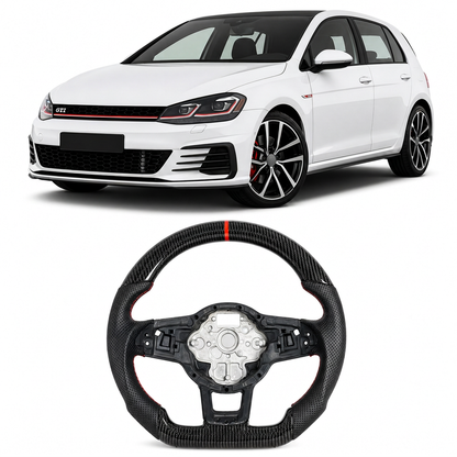 Hydro-Dip Carbon Fiber Steering Wheel for Volkswagen Golf GTI, Golf R & MK7/MK7.5 R-Line 2015–2019