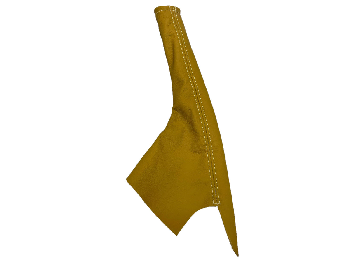 Beige leather parking brake boot cover for Porsche Boxster 911 986 996, designed for 1997-2004 models, by JTS Custom Upholstery.