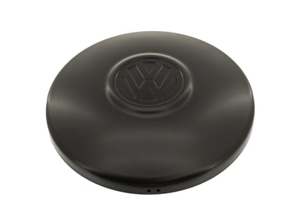 GoWesty hubcap with centered VW logo, shown from the front in silver finish